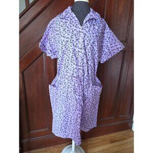 Anthony Richards Lavender Floral Zip Front House Dress Nwot 20s